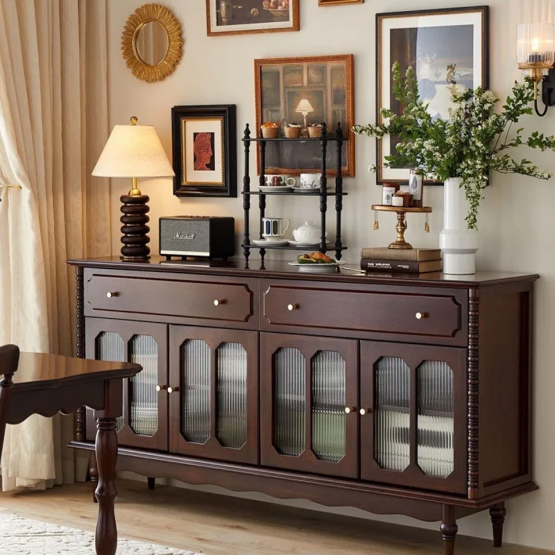 

American retro solid wood dining side French living room kitchen locker integrated wine cabinet tea storage porch