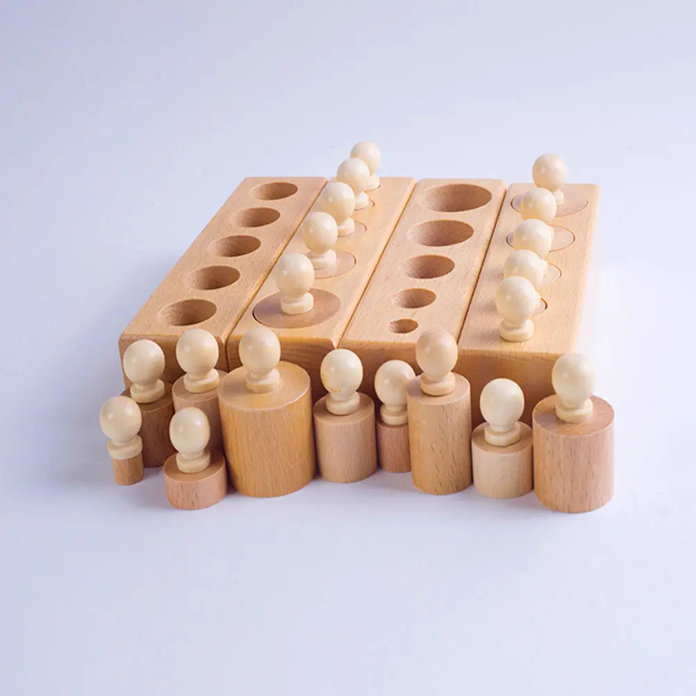 

Набор деревянных цилиндрических блоков для детей: развивающая игрушка для раннего обучения, развития логики, творчества и координации рук и глаз