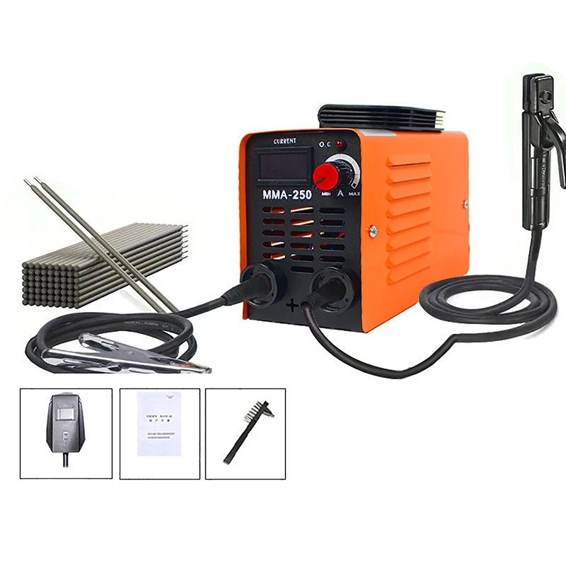 MMA-250 Portable Welding Machine Inverter Arc Electric Welder Current Adjustable Compact Welding Machine With Tools Storage Box