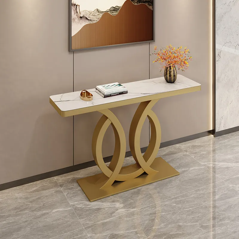 Nordic Modern Marble-top Rectangular Control Console Table Luxury Metal Furniture Setpromote sales