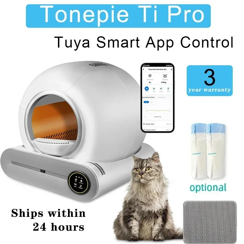 

Cat Litter Box Automatic Smart Self Cleaning Cat Toilet Ionic Fragrance English Versions AppControl 65L Caixa De Areia Para Gato