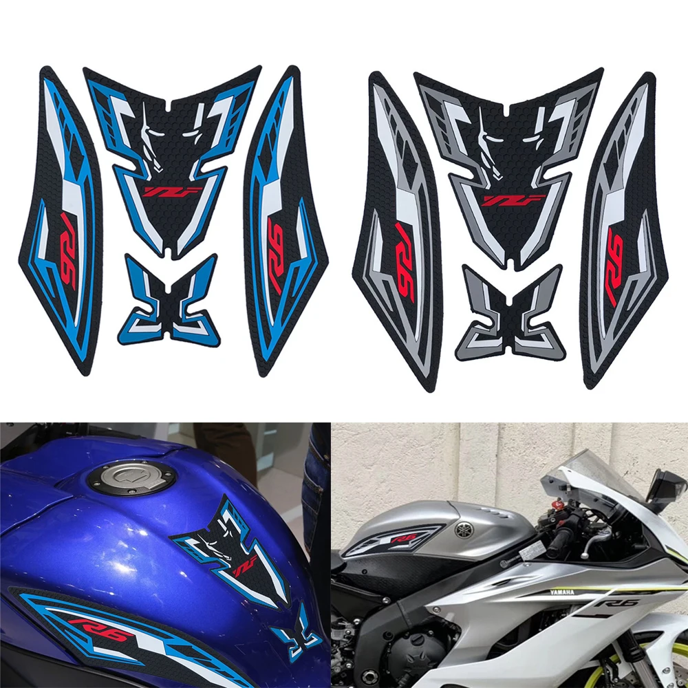 Stickers For YAMAHA YZF-R6 YZF R6 YZFR6 Decals Protector Tank Pad Side Grips Gas Fuel Oil Kit Knee 2017 2018 2019 2020 2021 2022