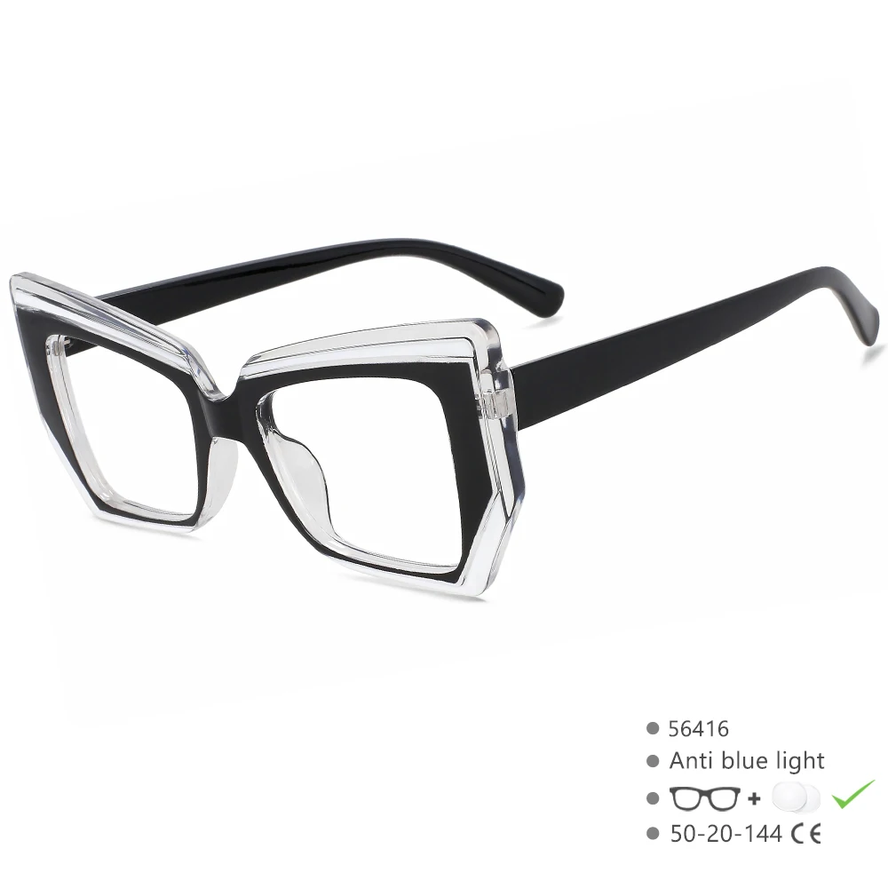 56416 Damen-Luxus-Designer-Brille mit Farbnähten für Damen, Anti-Blaulicht-blockierendes Brillengestell, optischer Rahmen