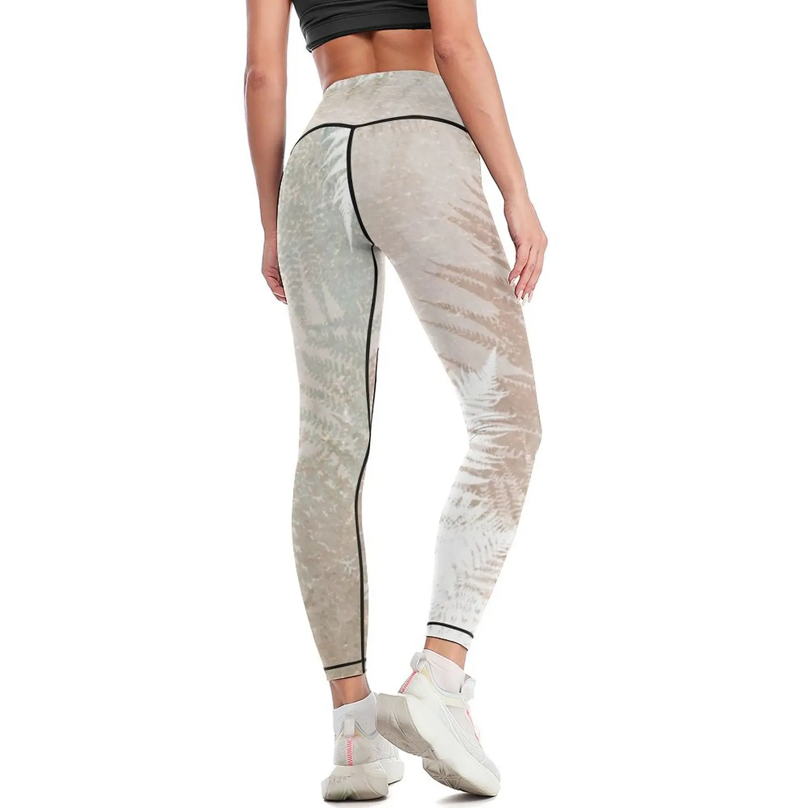 Fern Snowflakes-Leggings dorés, bronze et intersection pour femmes, leggings de fitness, haut de gym push-up, vêtements de sport pour femmes