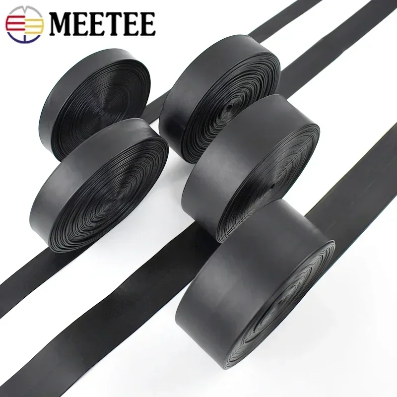 5M Meetee 3-50mm Black PU Soft Leather Ribbon Band Bag Strap Belt Cords Necklace Jewelry Decor Webbing Rope DIY Sewing Material