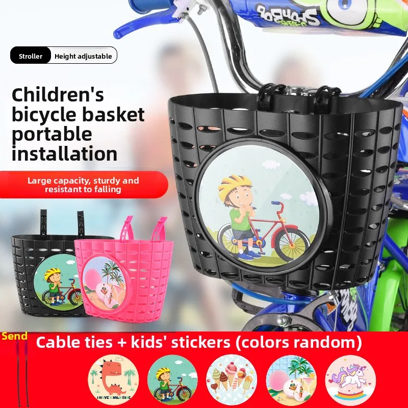 1pc Bicycle Children's Car Front Basket Stroller Plastic Car Basket Scooter Balance Car Basket Riding Accessories