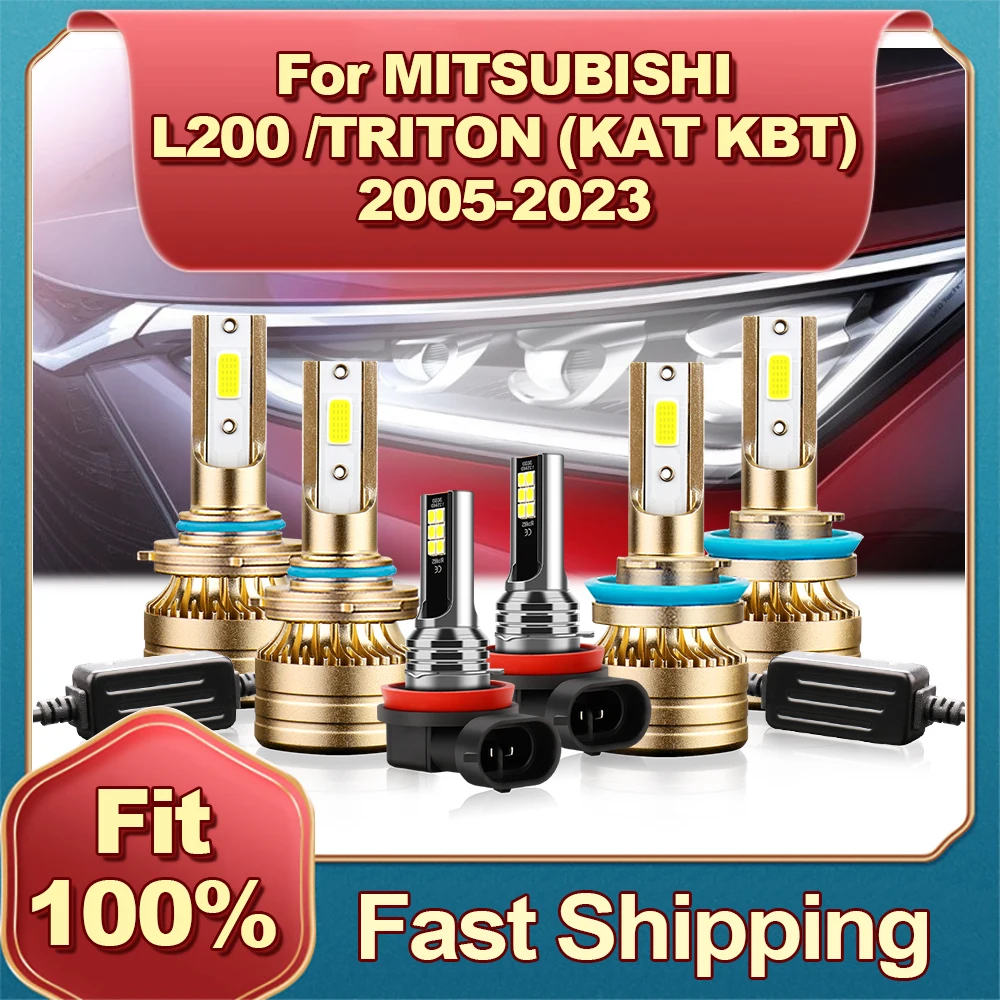 2/4/6 30000LM LED Canbus H11 HB3 High Low Beam Fog Light For MITSUBISHI L200 TRITON KAT KBT 2005 2006 2007 2008 2009 2010-2023