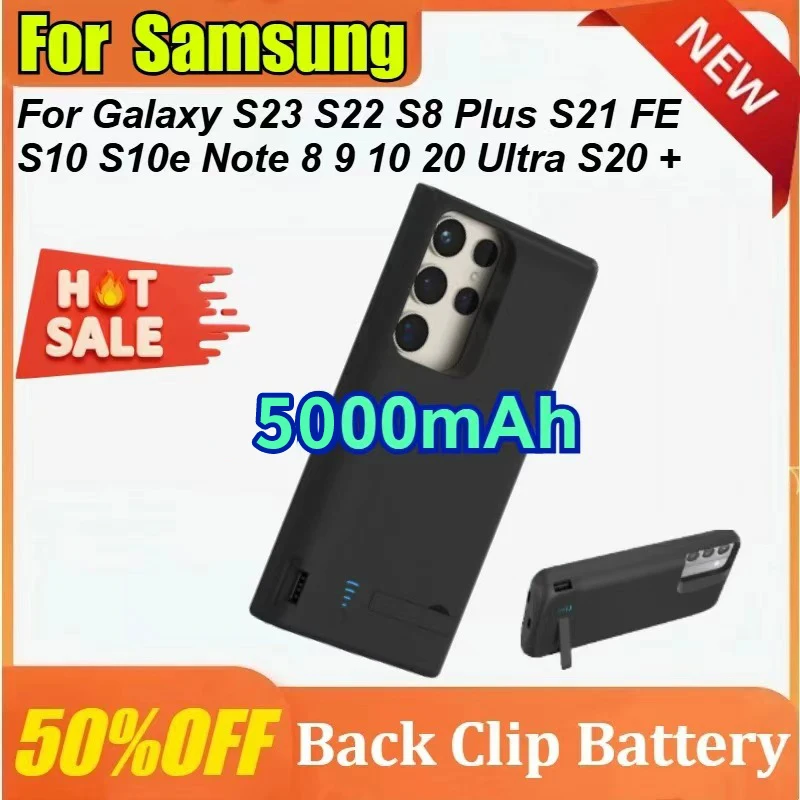 

5000mAh Power Bank for Samsung Galaxy S23 S22 S8 Plus S21 FE S10 S10e Note 8 9 10 20 Ultra S20 + Plus Battery Charger Case