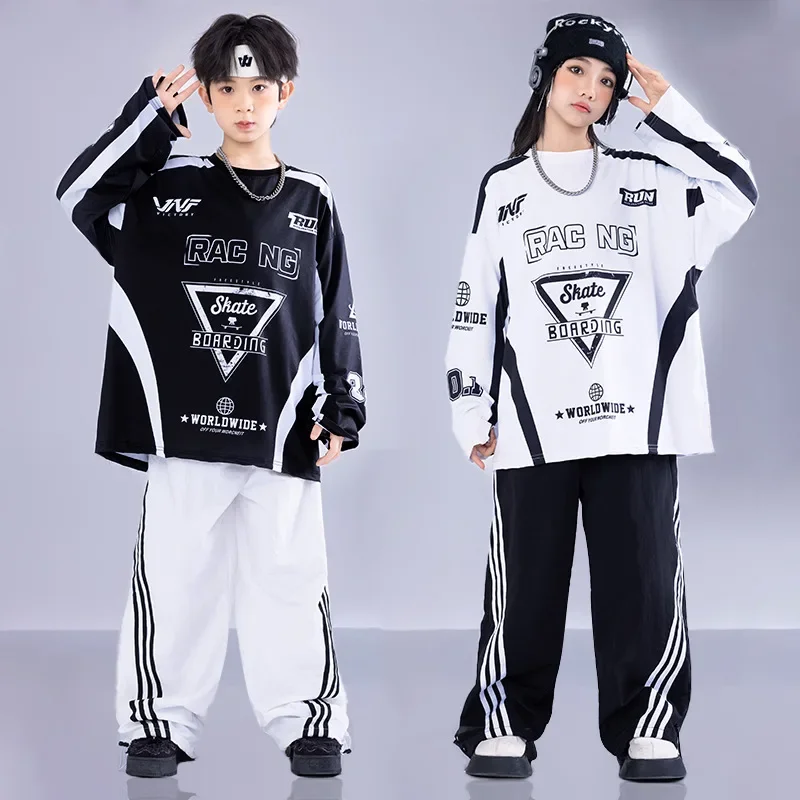 Boys' Drum Sets Performance Costumes Girls' Hip-hop Suits Jazz Dance Costumes Loose Red Skateboard Sportswear Kpop Dance Set