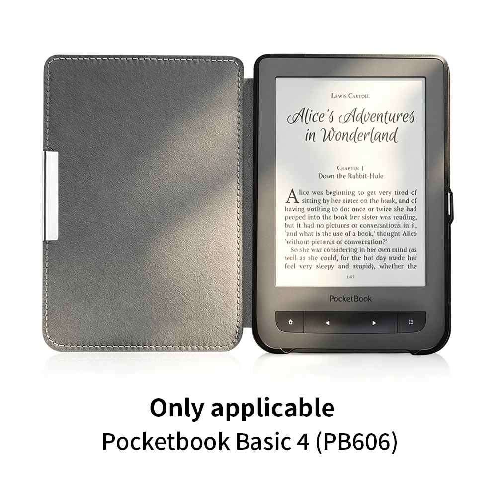 For PocketBook Basic 4 PB606 E-Reader Protective Leather Case Magnetic Auto Sleep Wake Hand Strap Shockproof Book Cover