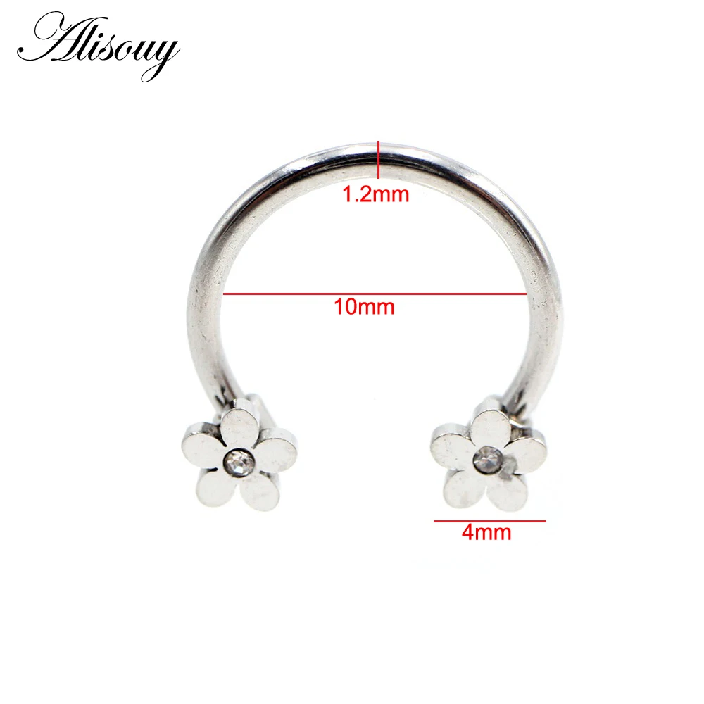 Alisouy 1PC Stainless Steel Heart Star Flower Horseshoe BCR Captive Septum Ear Guauge Nipple Nose Rings Piercing Body Jewelry view 6