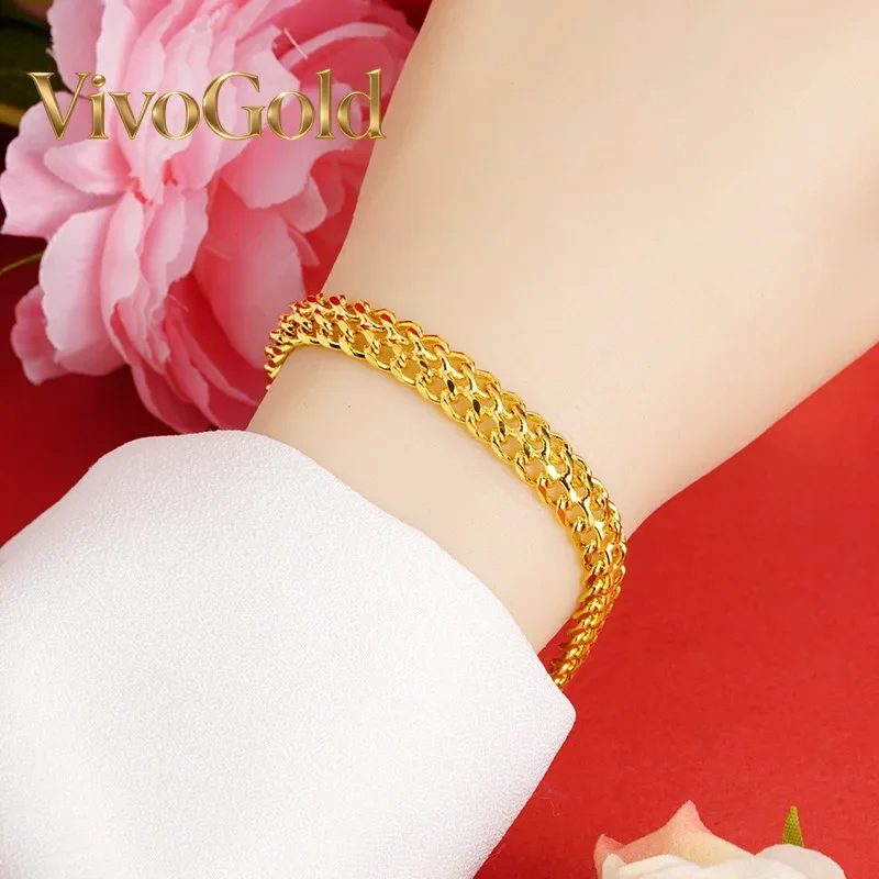 VivoGold VivoGold Luxury 24K 9999 Pure Gold real gold Women's Keel Bracelet Buckle Chain