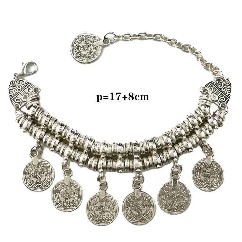 Fashion Ethnic Couple Bracelets For Women Bohemian Chain Link Coin Charm Vintage Beach Adjustable Dual Purpose Boho Bracelets