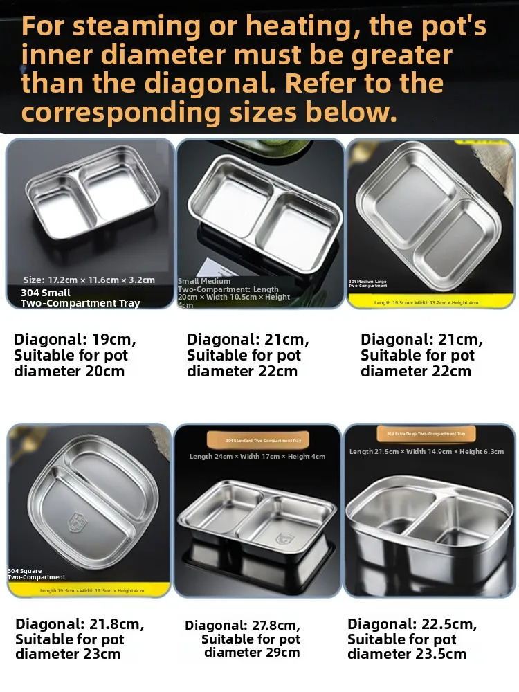 

304 Stainl Steel Rectangular Children's Dinner Plate Kindergarten Sna Di Metal Divided Food Tray Chinese Sle Pure Color