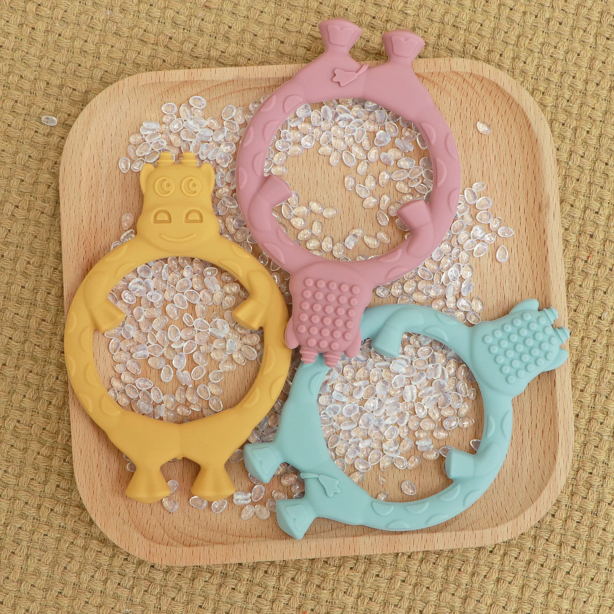 Hippo shape Baby Teething Toys, Food Grade Silicone Teethers for Babies 0-6 Months/6-12 Months, BPA Free Baby Chew Toys
