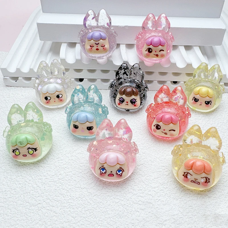 1PC Kawaii Miniature Statue Cute Mini 3D Sparkling Powder Dream Rabbit Doll Micro Landscape Ornament DIY Accessories Gifts