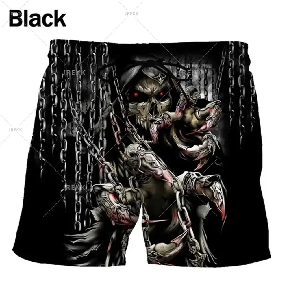 Summer Street Trend Men\'s Shorts Hip Hop Style Skull Pattern 3d Print Men\'s Casual Shorts Clothing Cool Hawaiian Beach Shorts