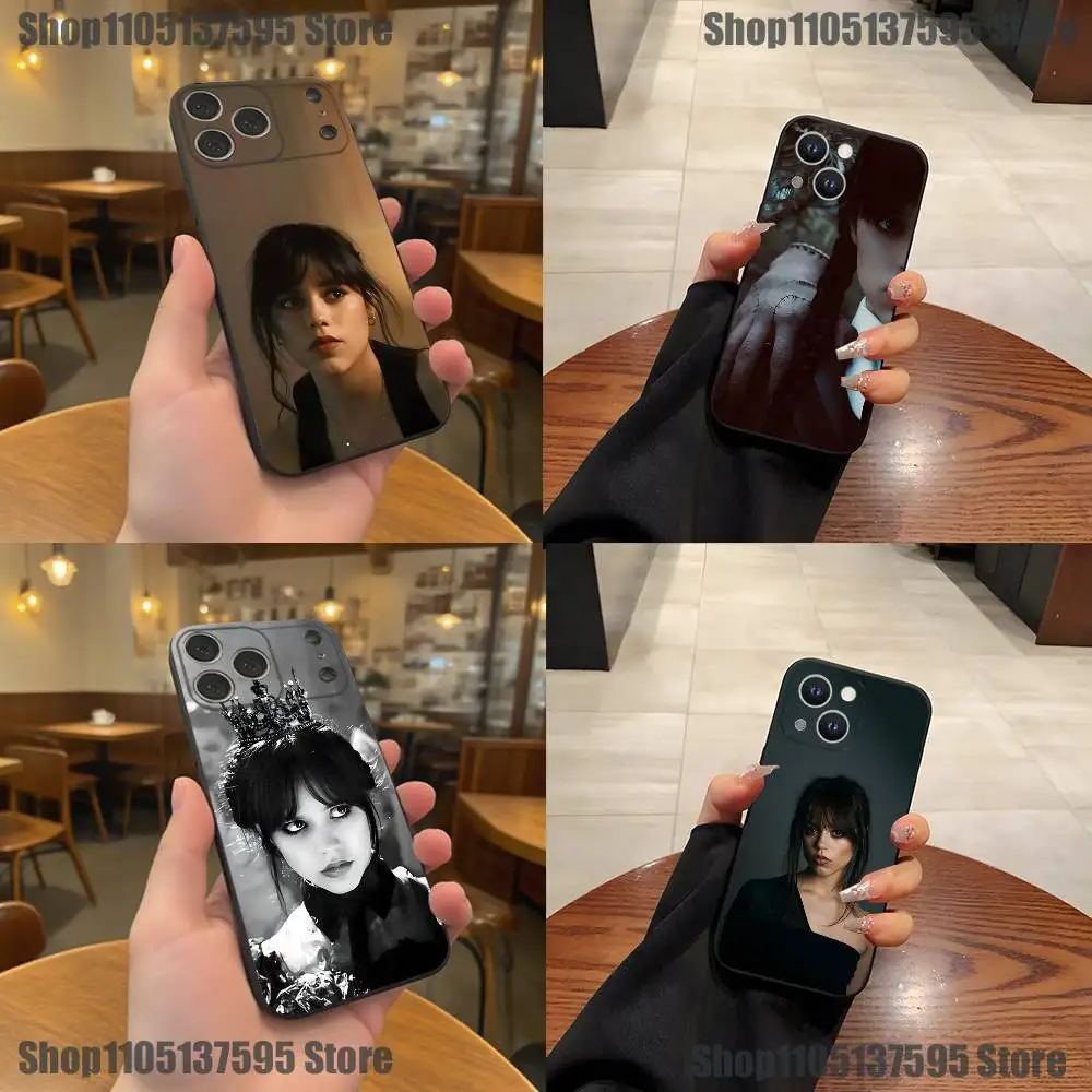 

J-Jenna Ortega Actress Phone Case For iPhone 17,16,15,14,13,12,11,Pro,XS,Max,XR,Plus,E,SE4,Mini Black Soft Cover
