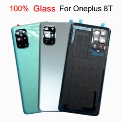 Cubierta trasera de batería para OnePlus 8 T + 5G A +++, Panel de carcasa de puerta trasera de cristal, repuesto para lente de cámara One Plus 1 + 8 T 8 T