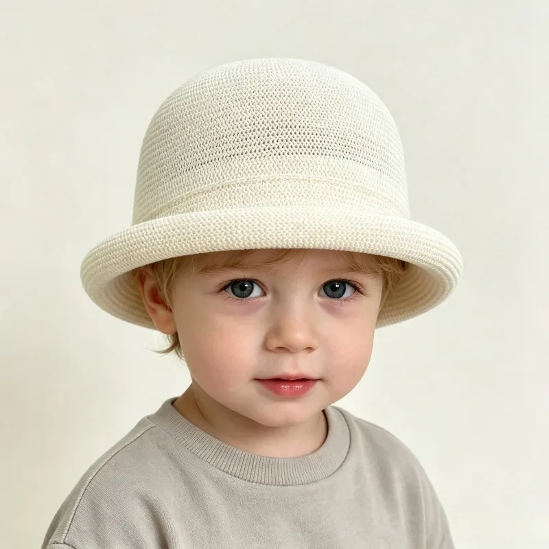 Sommerlicher Eltern-Kind-Baskenmützenhut aus Stroh mit gerolltem Rand, atmungsaktiver Sonnenhut, lässige elegante Kopfbedeckung für Kinder und Erwachsene – Detail 4