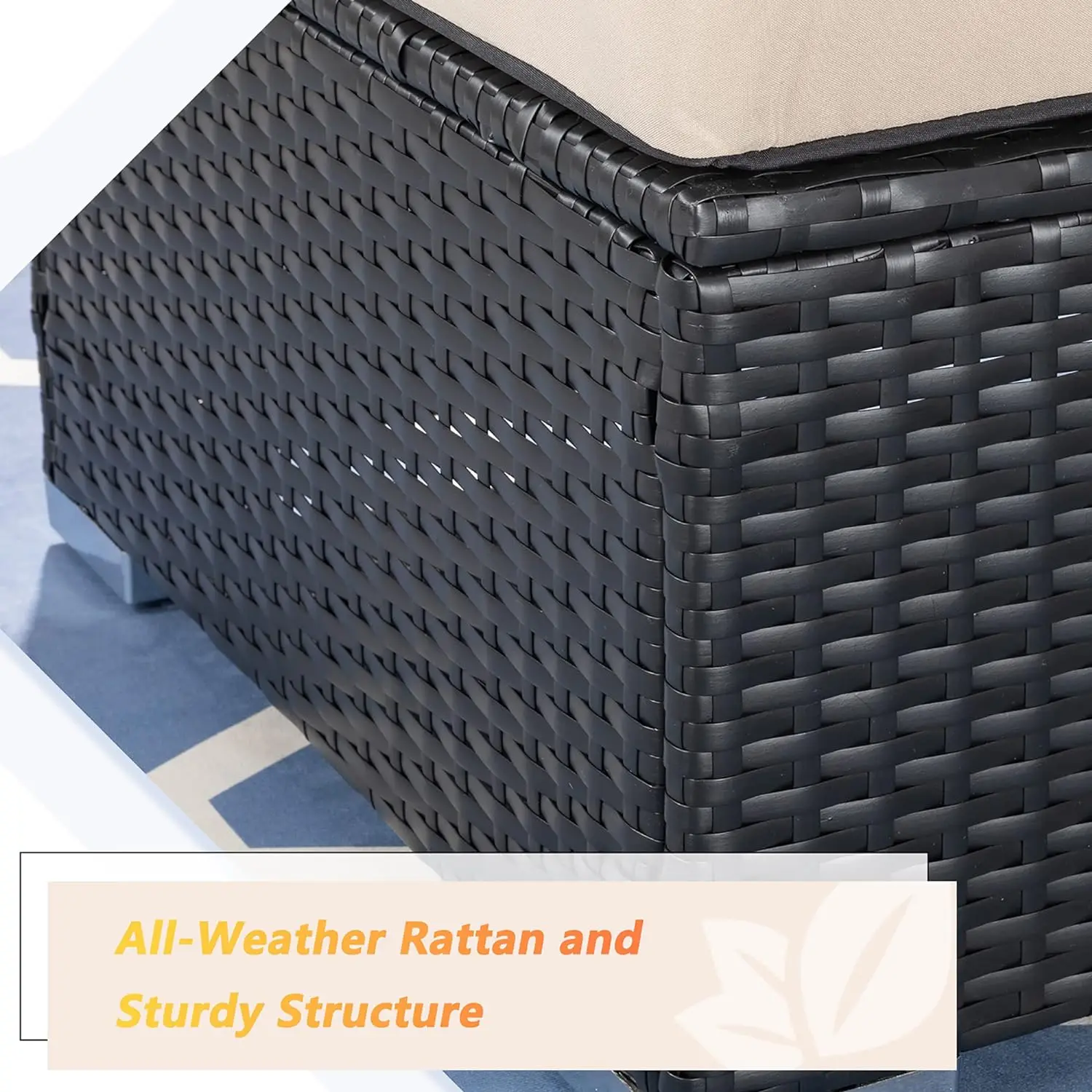 All-Weather Rattan sofá secional com mesa de chá e almofadas, Upgrade Outdoor Patio Móveis Sets, 3 PCs, várias cores