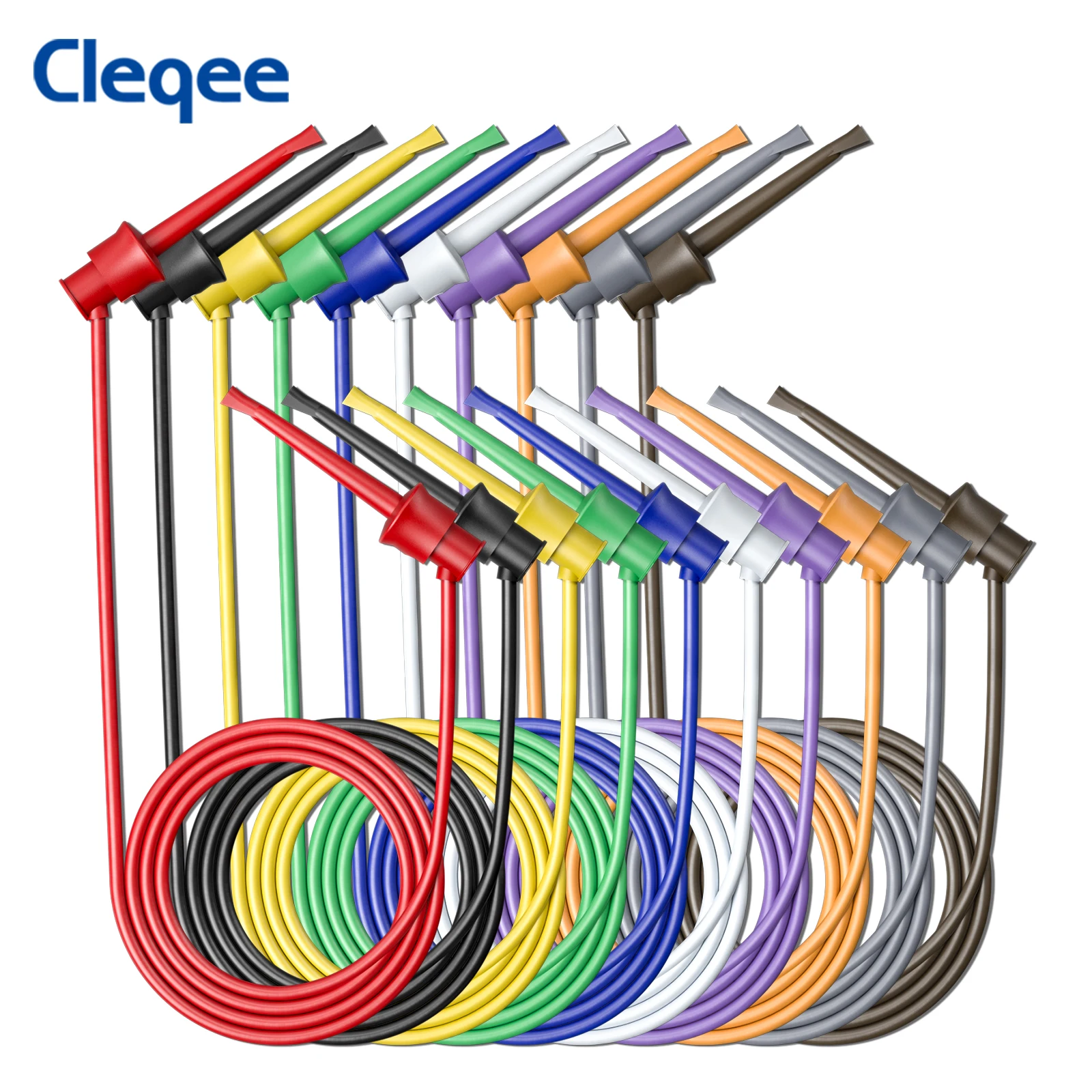 Cleqee-Crochet de test P1520, câble de test 1 mètre, double IC, pince pour test électronique, 10 pièces