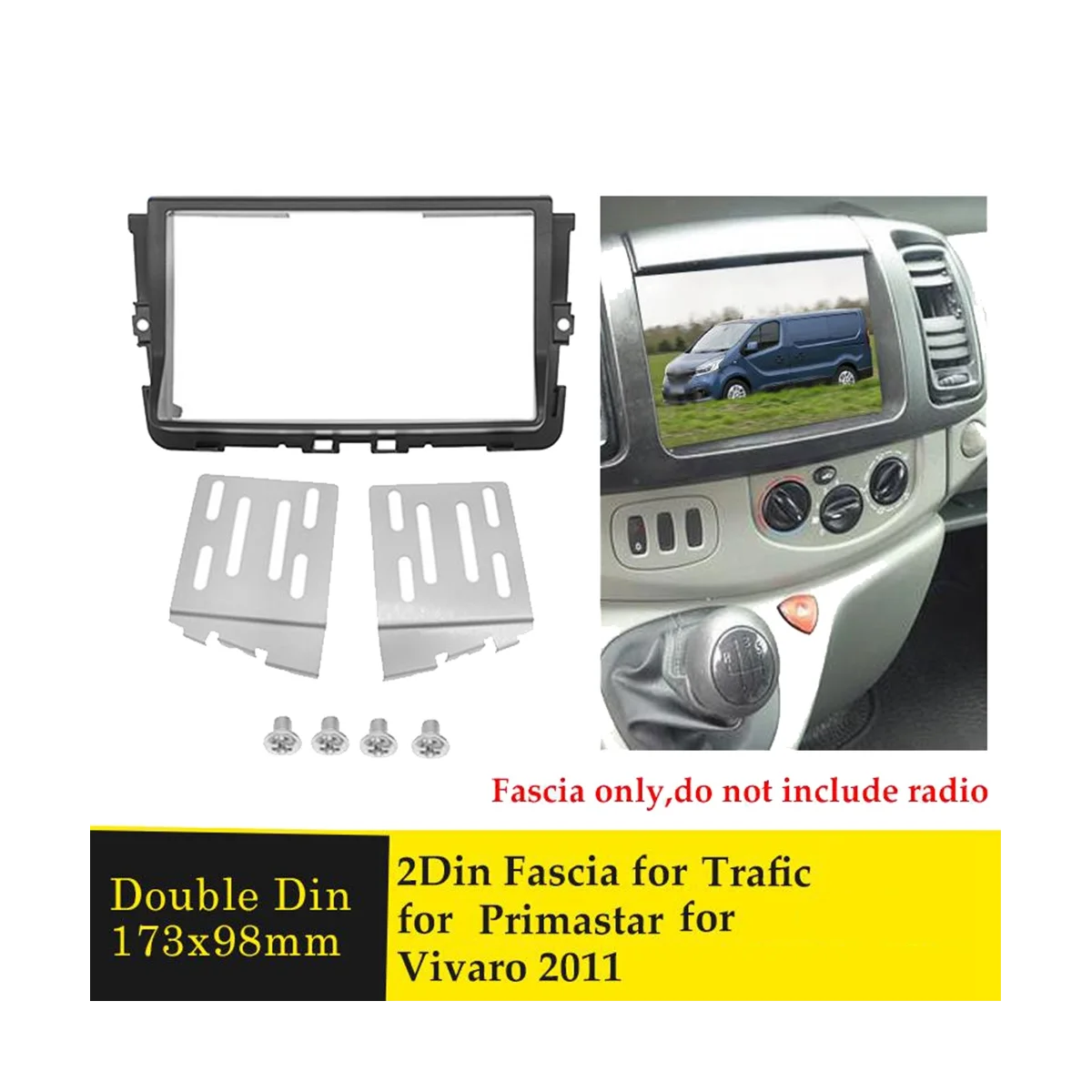 2 Din Car Stereo Radio Fascia for Renault Trafic for Opel Vivaro for Nissan Primastar 2011+ Video DVD Player Panel Frame