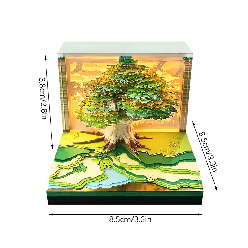 

2025 Desk Calendar Creative Cultural Gift 3D Hollow Sticky Note Three-Dimensional Note Book Tree House Paper Sculpture Calendar