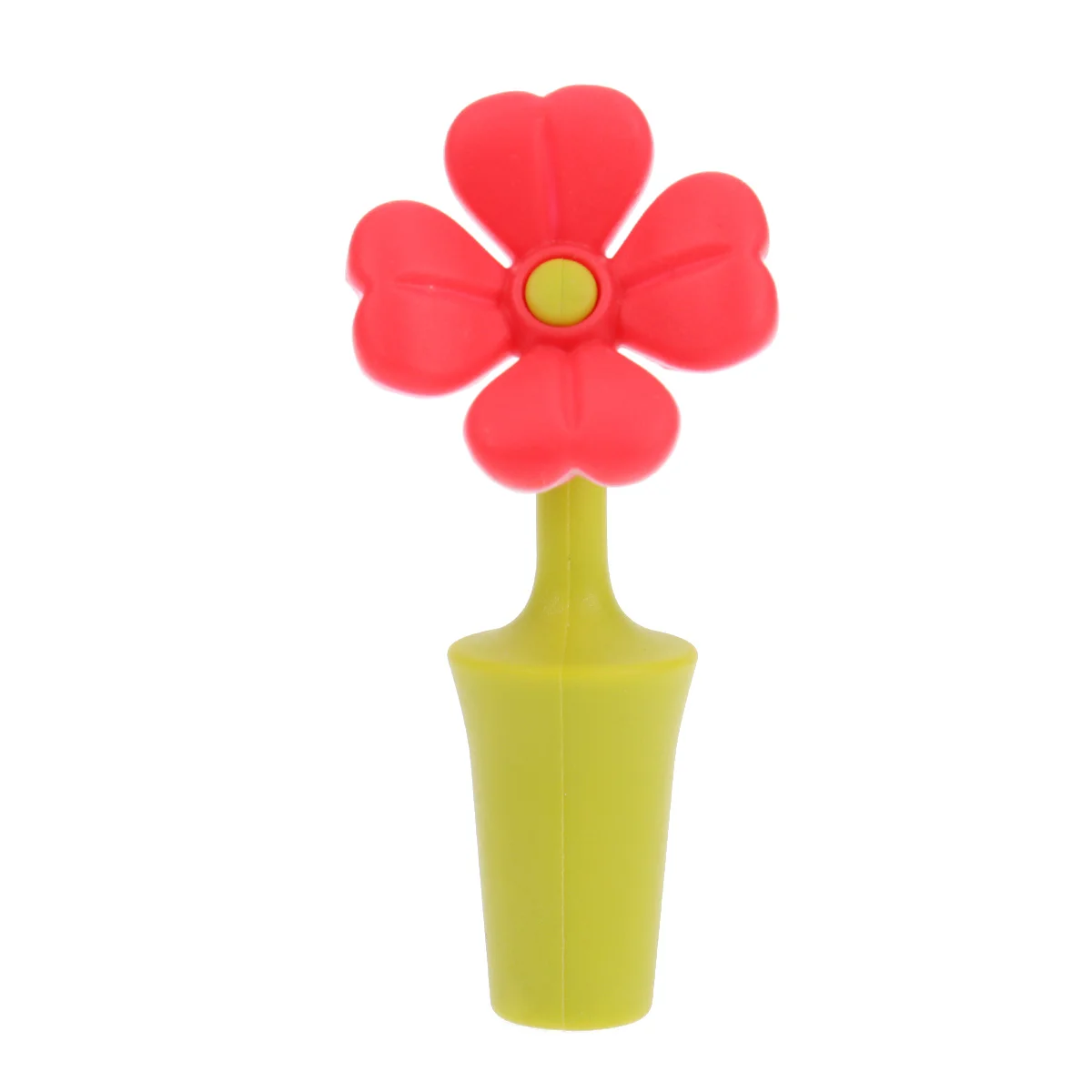 1pc Silicone Bottle Stoppers Flower Shape Stopper Food Grade Beverage Closure for Bar Party (Four-leaved ) (Red)