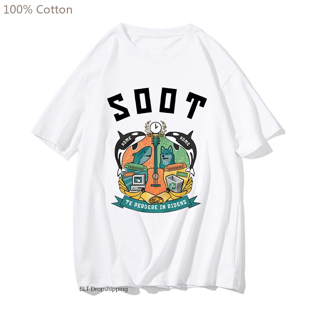 Wilbur Wilbur-Soot T-shirt Dream Smp Team Merch Tshirt Summer Short Sleeve Mens Tee-shirt Soot Cartoon Graphic Tees 100% Cotton