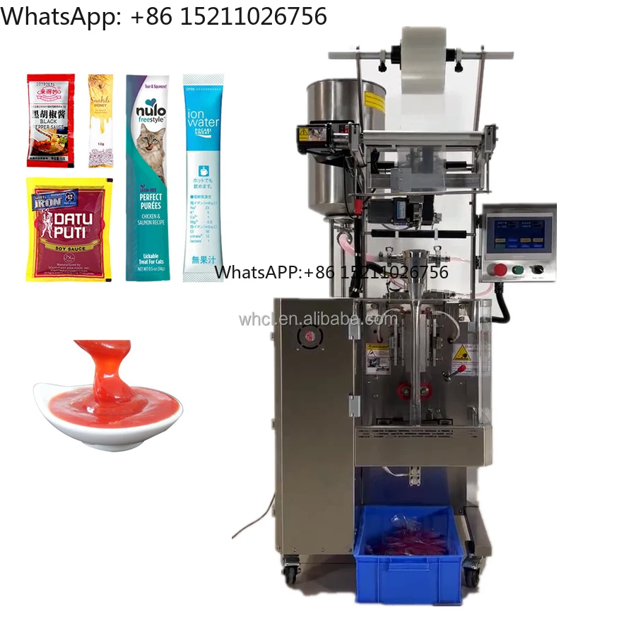 Máquina envasadora automática de bolsitas de bolsa de salsa picante, 15g-100g, para miel, chile, ketchup, pasta gruesa Sambal, papel de regalo de alimentos