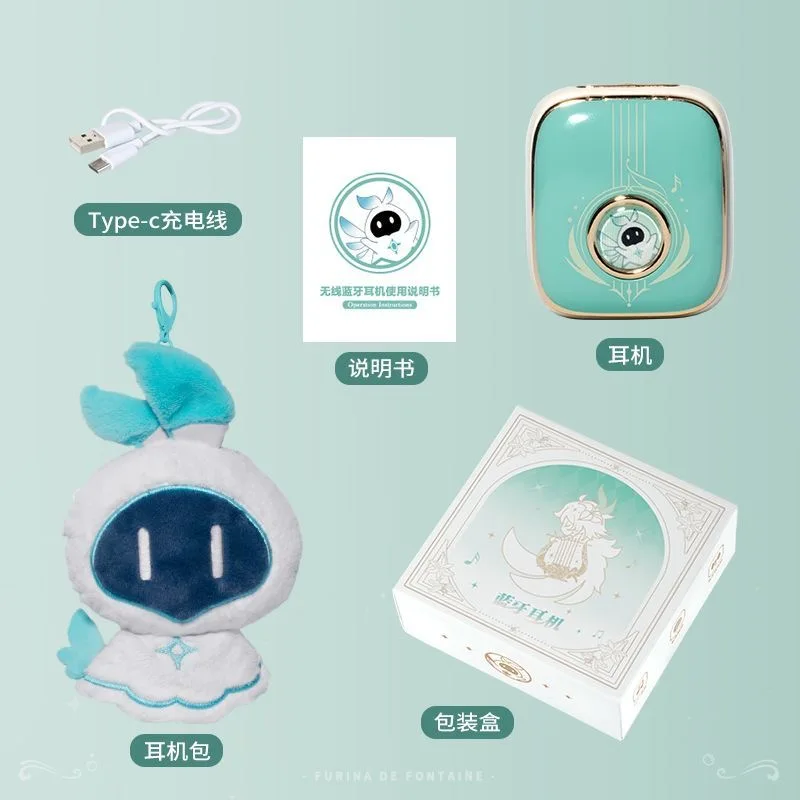 Venti Genshin Impact Headphone Anime Gift Cute Customized HIFI Bluetooth 5.4 Headset Cosplay Active Noise Cancellation Earbuds