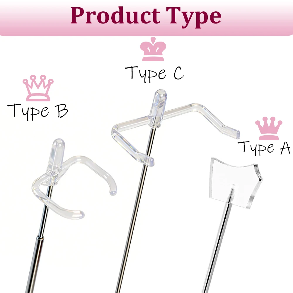 Universal Retractable Doll Stand Supermodel Doll Display Stand Metal Support with Clear Acrylic Base for Doll Photography