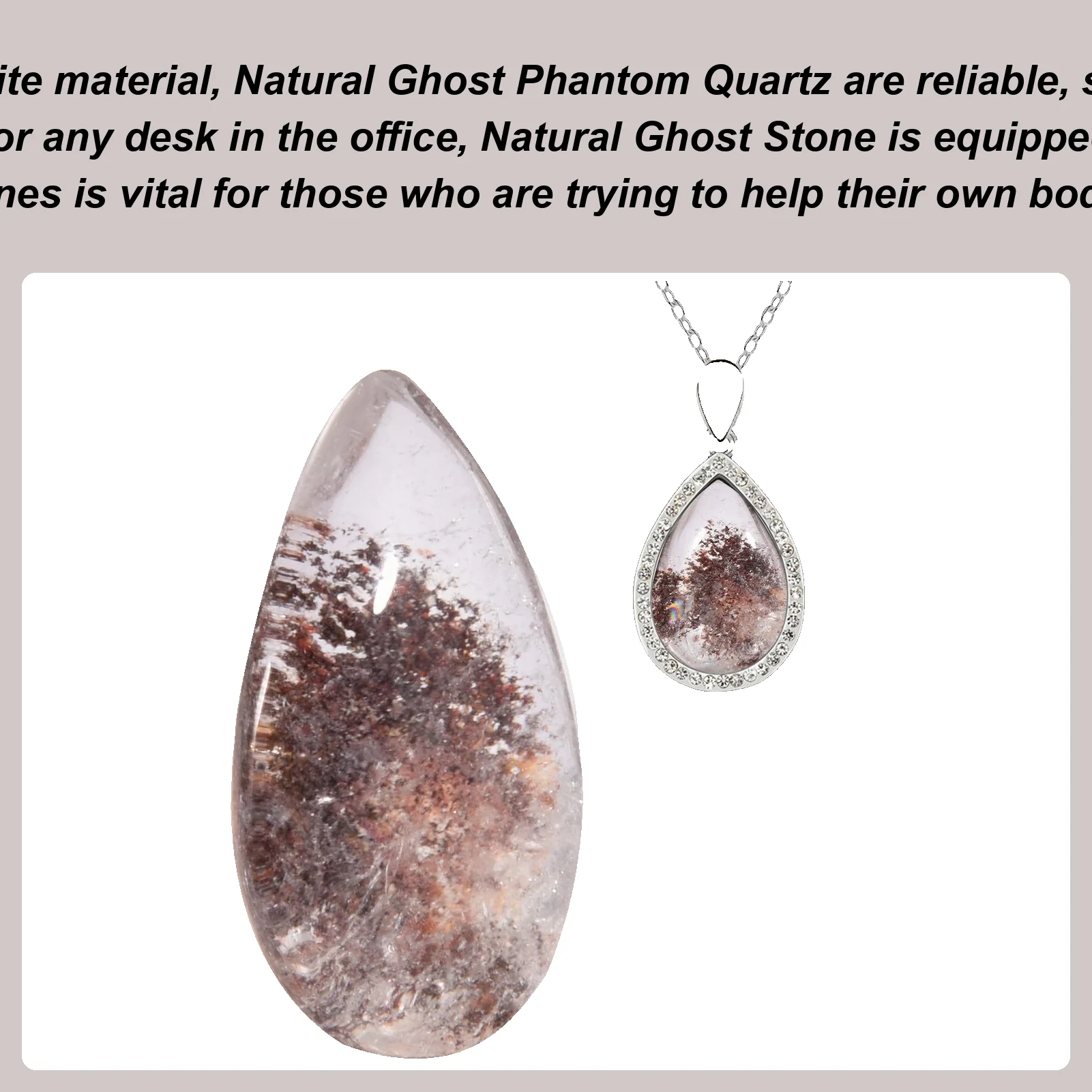 Natural Ghost Phantom Healing Stone Pendant Natural Crystal Healing Stone Polished Heal Stones Minerals Home Decor