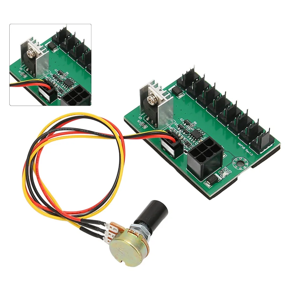 

2 Pin 3 Pin 4 Pin PC Fan Hub 8 Way Splitter 6 Pin Power Port Fan Speed Controller Plug and Play Fan Adapter PC Case Cooling