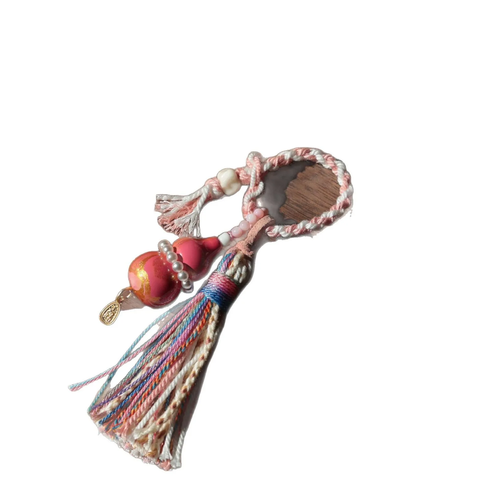 Lacquer Craft Gourd Pendant Red Gold Cloud Pattern Tassel Charm Car Phone Bag Key Hanging Ornament Decoration Gift