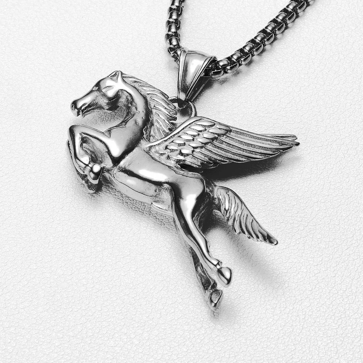 Pegasus Pendants for Wholesale 316L Stainless Steel Angel Wings Horse Men Necklaces Chain Rock Hip Hop Party for Male Jewelry