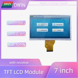 DWIN Hot-selling 7 Inch 800x480 RGB 50PIN 300nit TN TFT LCD Display With Resistive Touch LN80480T070IA3098