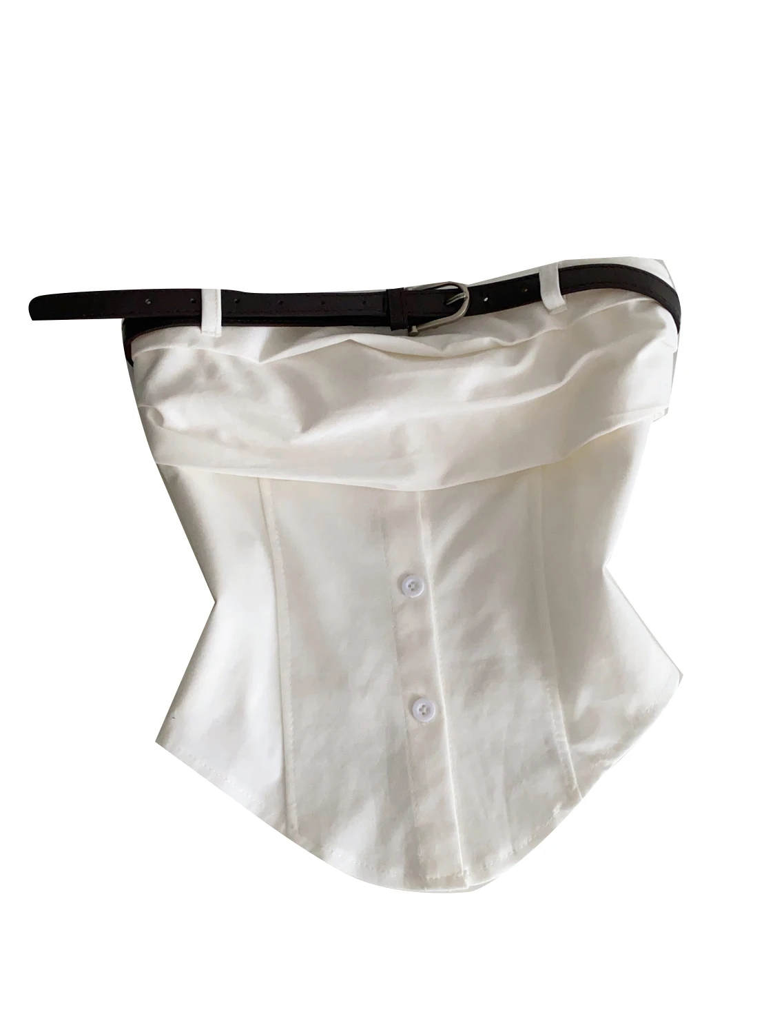 Slim Fit Tank Top Women's Belted Strapl Vest Pure Color Single Button Casual Wear Polyester Fiber Trendy Autumn Winter