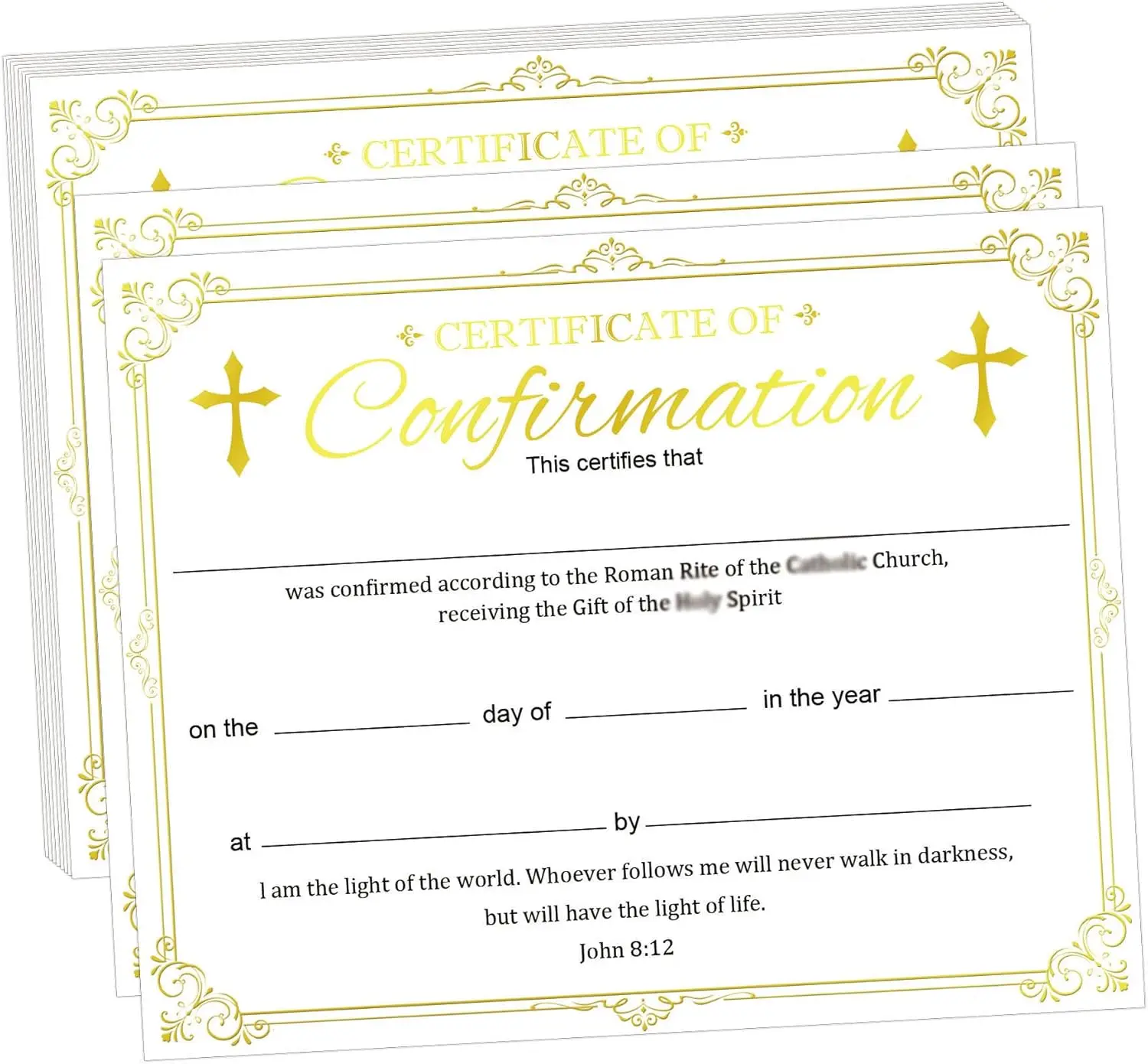 

Religious Confirmation Certificate Cards 8x10Inch Baby Dedication Award Certificate for Church Christening Recognition 25pcs