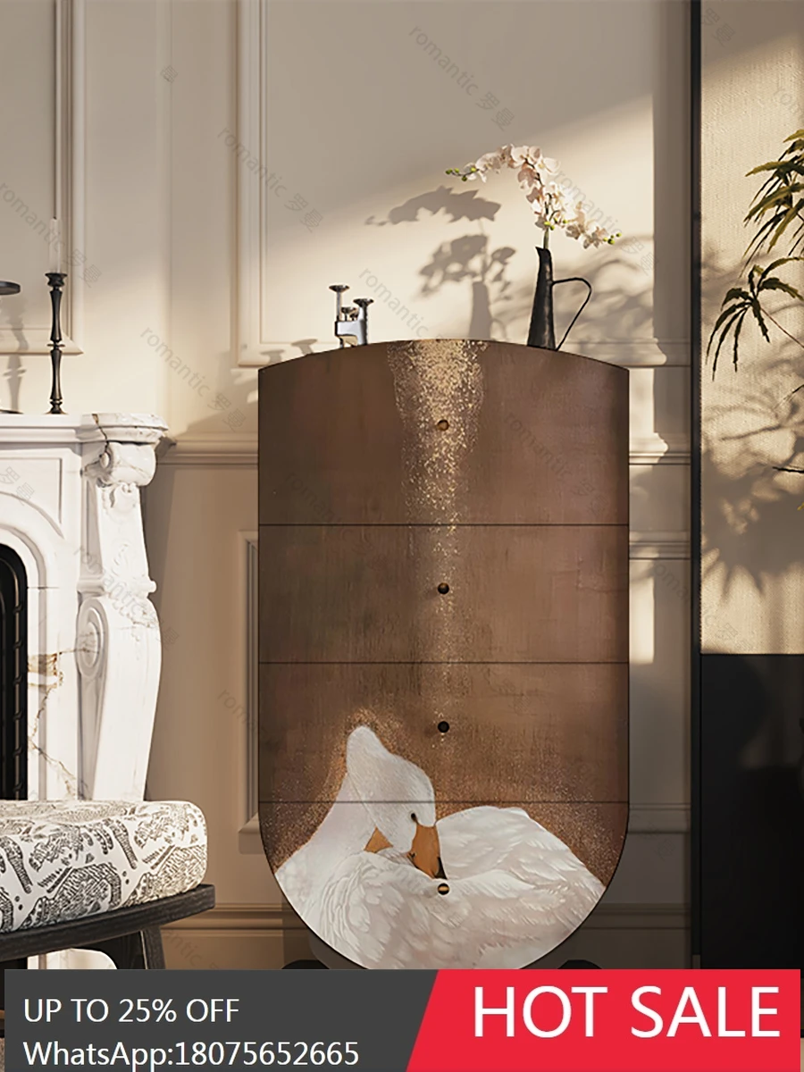 

SGF French swan solid wood four-chest cabinet TV sofa side drawer cabinet