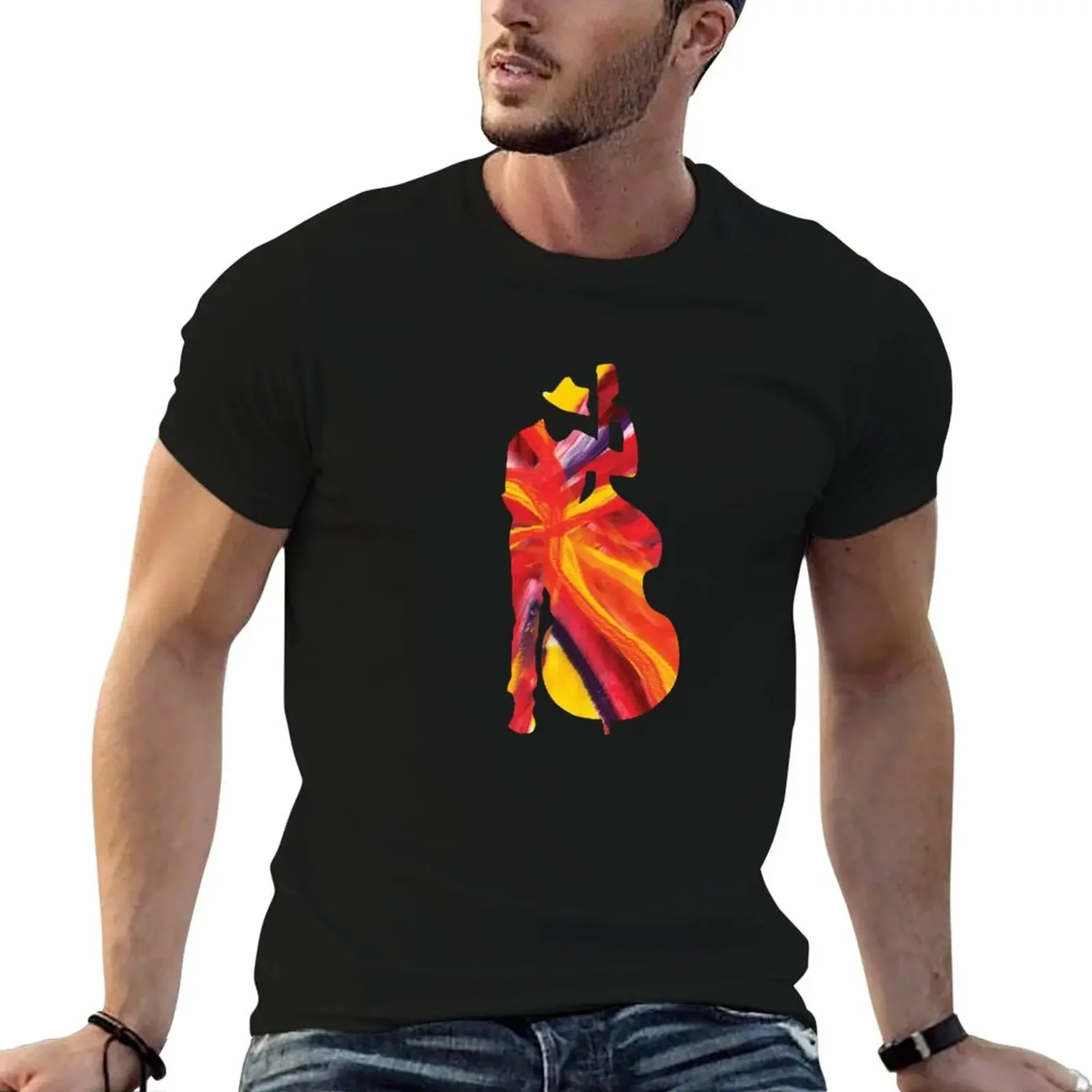 

Colorful Jazz Bass Musician Modern Style T-Shirt graphic shirts tops t shirts for men cotton