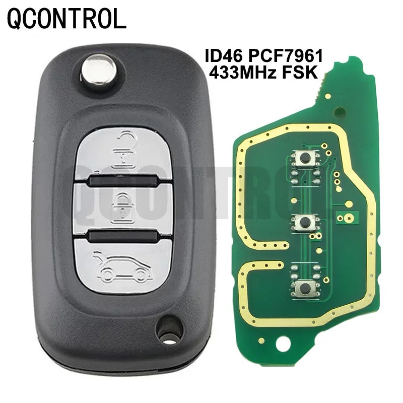 QCONTROL 3-przyciskowy pilot zdalnego sterowania do Renault Fluence Megane III Akcesoria samochodowe Zamiennik 433 MHz PCF7961A Filp chipowy