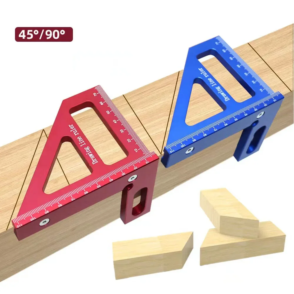 Transportador Cuadrado Carpintería Regla Triangular, Inglete Aleación Aluminio Herramienta Medición Diseño Profesional Precisa