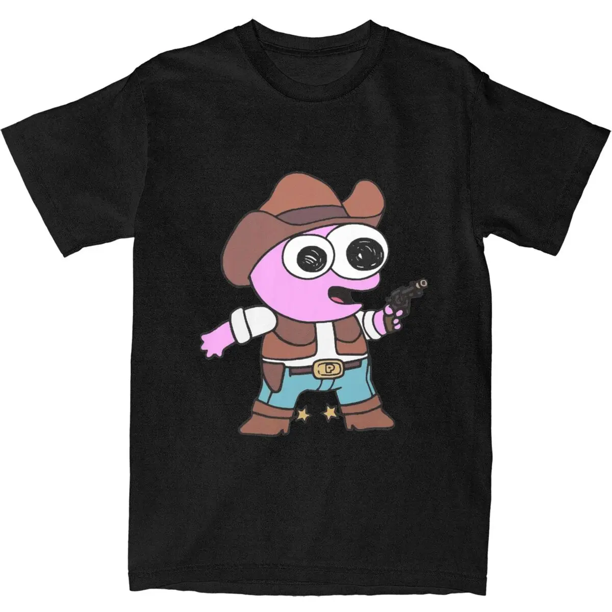 

Smiling Friends Cowboy Pim T-Shirt TV Program Hip Hop T-Shirts Short-Sleeve Y2K Retro Tops Summer Cotton 4XL 5XL 6XL Tees