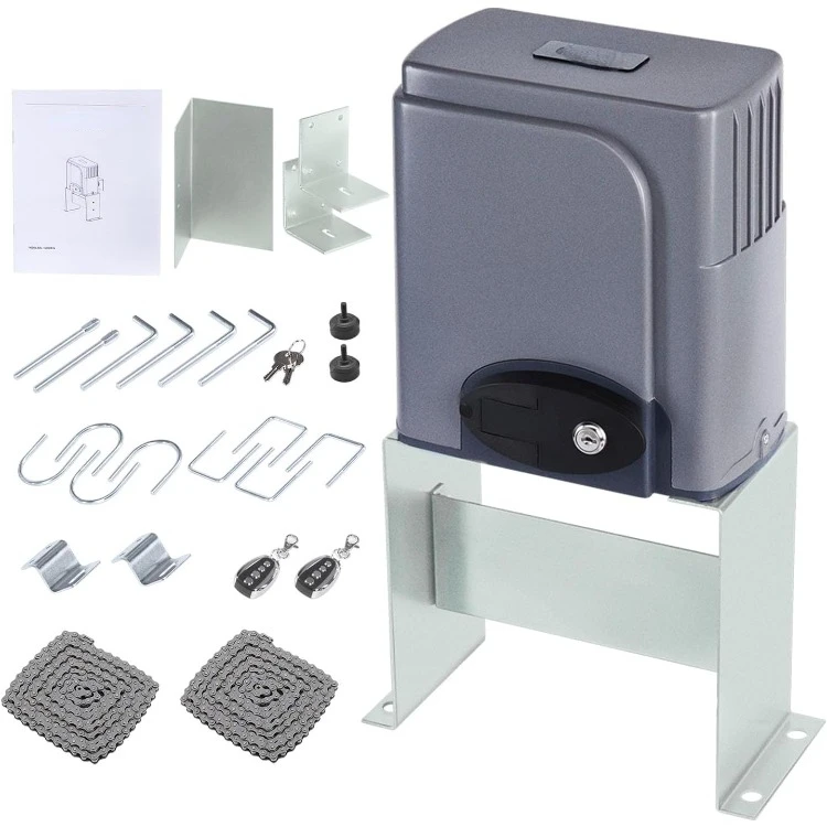 1400lb Sliding Gate Opener Hardware Security System Kit for Sliding Gates Up to 40 Feet, Automatic Gate Opener with Two Remote