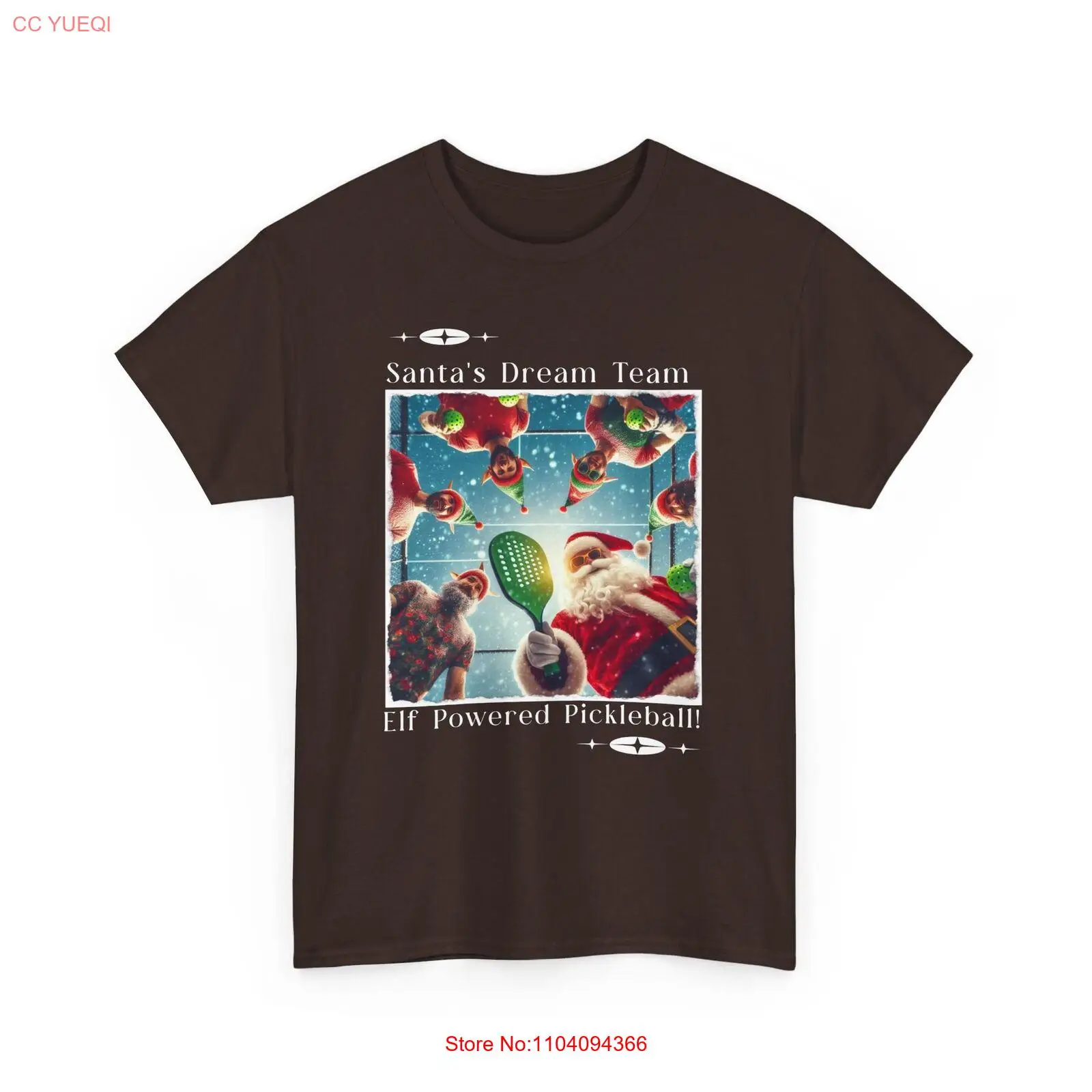 

Funny Elf Powered Pickleball Tee Christmas Gift - Unisex Heavy Cotton T-Shirt