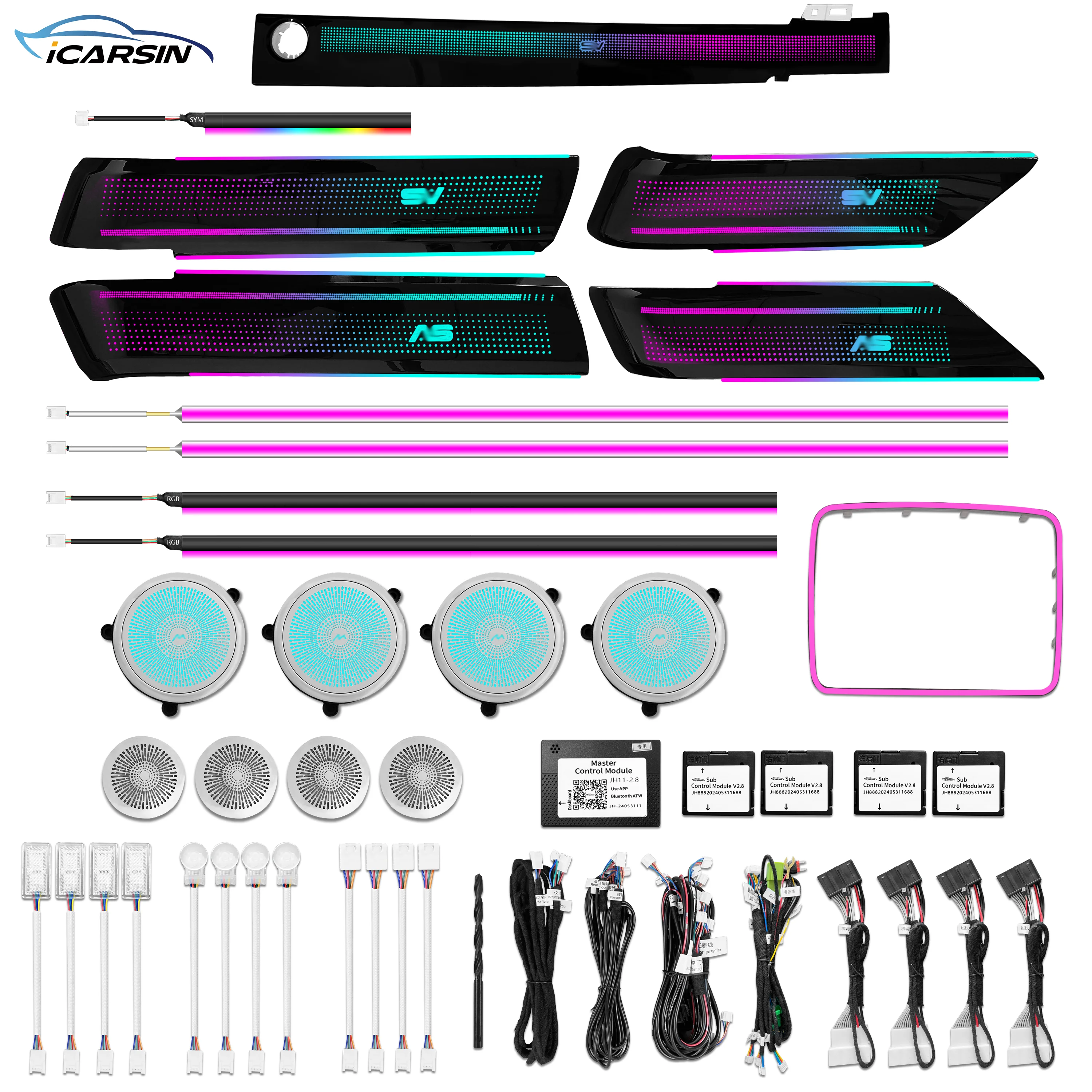 ICarsin for Land Rover Range Rover Sport 2014-2022 Ambient Light Dynamic Colorful Dot Matrix Style Panel Car Interior Light Kit