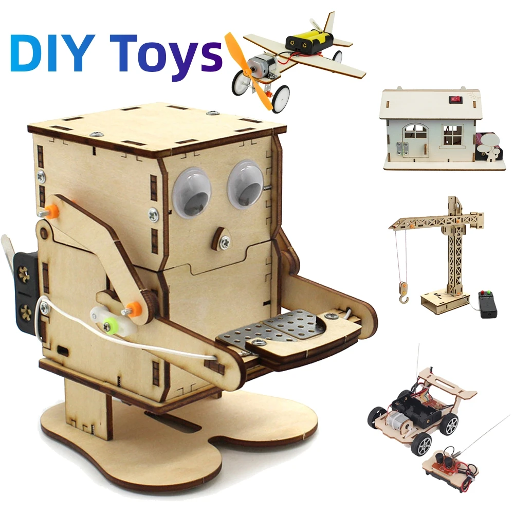 DIY Robot Eating Coin Wood Model Teaching Learning STEM Project Science Experiment Coin Swallowing Invention Machine for Student