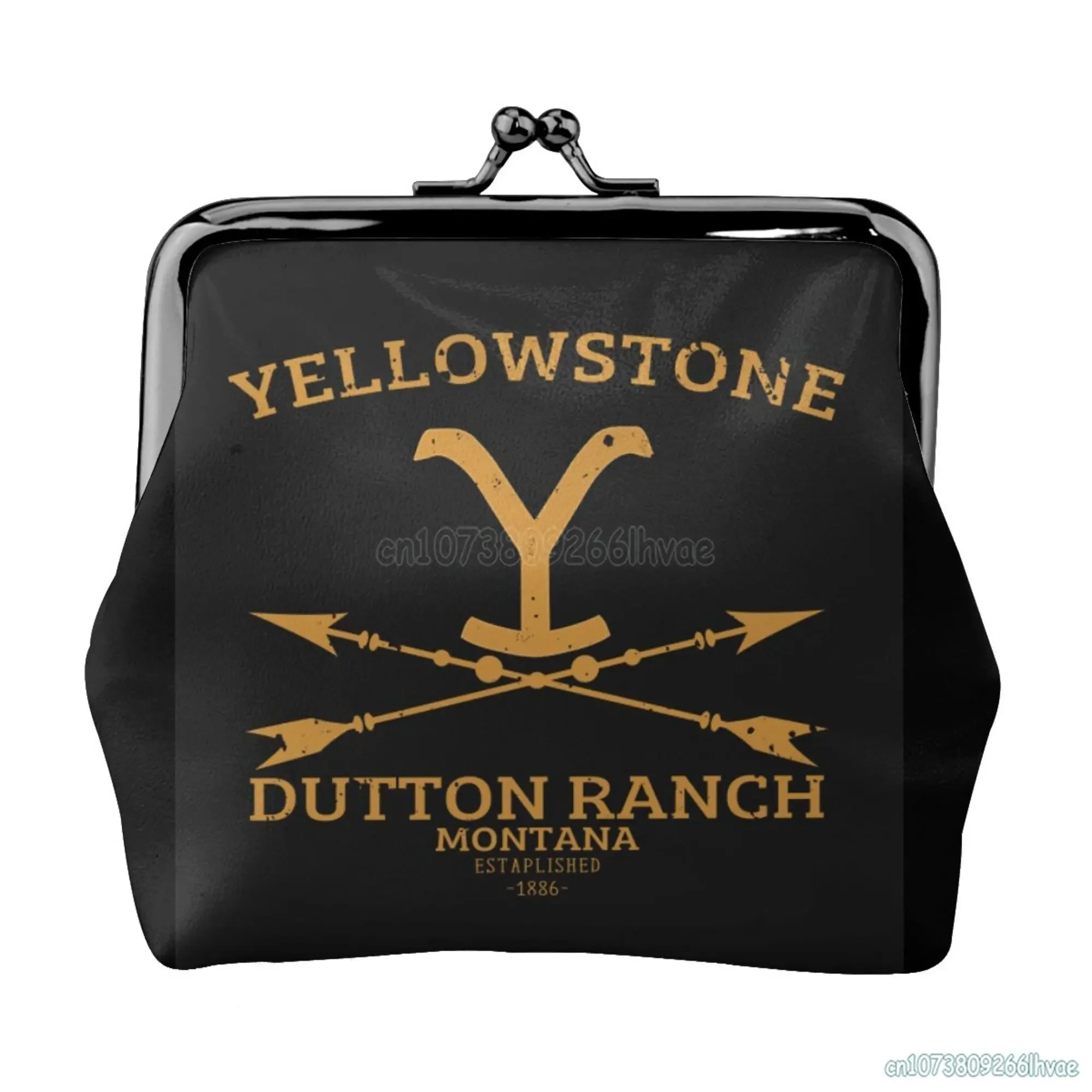 كول يلوستون داتون مزرعة نمط الجلود محفظة نسائية للعملات المعدنية تغيير الحقيبة الصغيرة مع قبلة قفل المشبك إغلاق مشبك المحفظة هدية